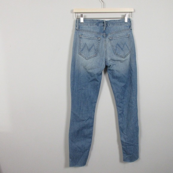 Mother Looker Ankle Fray Jeans Tourist Trap Women 24 Blue Denim Raw Hem Chic 452 - Picture 5 of 15